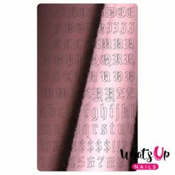 Whats Up Nails Nail Art Vinyl Sticker / Blackletter Alphabet / Metallic Pink Rose Gold