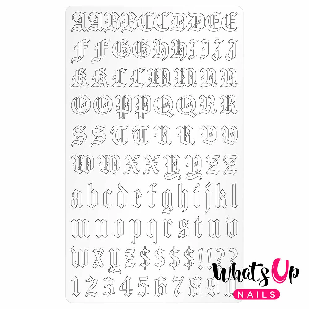 Whats Up Nails Vinyl Sticker / Blackletter Alphabet / Matte White 1 Whats Up Nails Vinyl Sticker / Blackletter Alphabet / Matte White