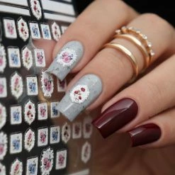 Tensor New Arrivals 3D Embossed Nail Art Sticker / Lace Framed Flowers