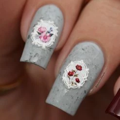 Tensor New Arrivals 3D Embossed Nail Art Sticker / Lace Framed Flowers