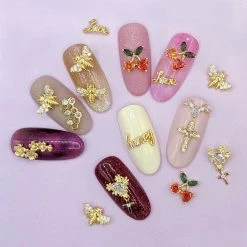 Daily Charme Lovely Cherry / Zircon Charm / Gold Summer Nails