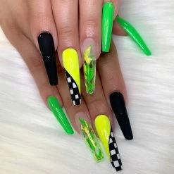 Whats Up Nails Vinyl Sticker / Dripping Flames / Chameleon Lime