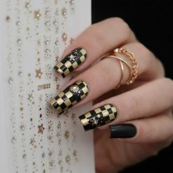 1688 - MeiCaiLin Bejeweled Nail Art Sticker / Celestial / Gold